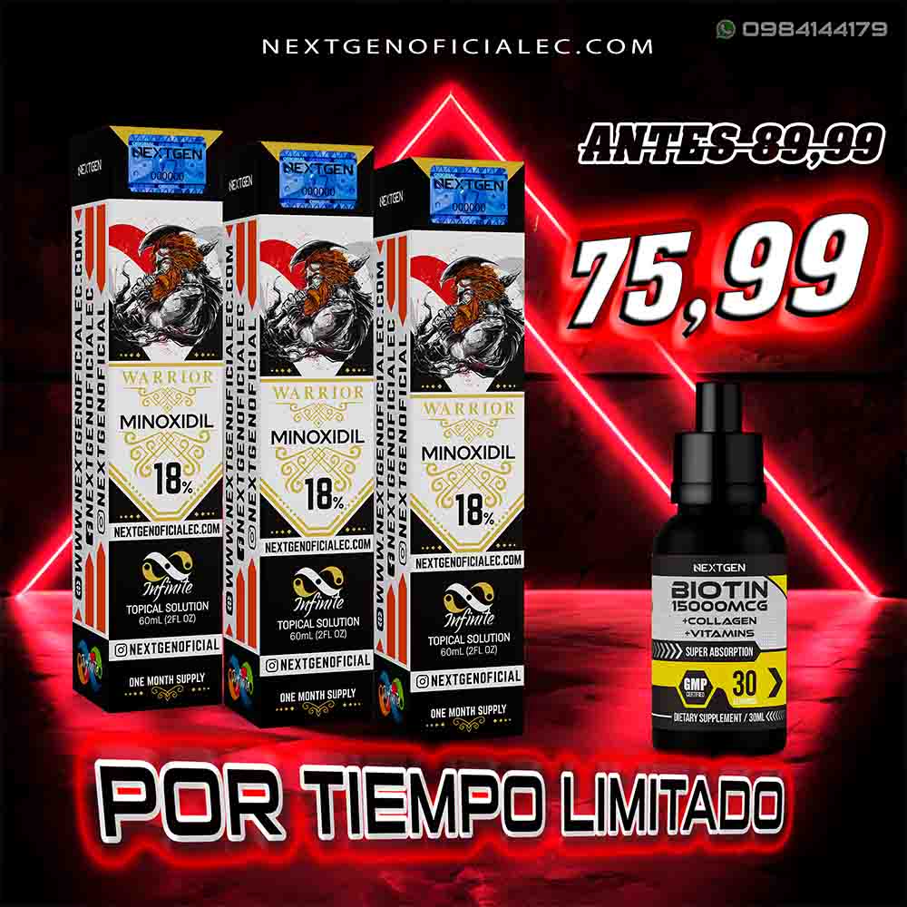 Warrior 18% - Pack de 3 meses: ¡Máximo crecimiento para cabello y barba!